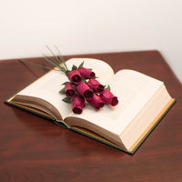 Dark Burgundy Closed Bud Roses 8-Pack - The Original Wooden Rose
