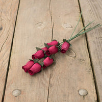 Dark Burgundy Closed Bud Roses 8-Pack - The Original Wooden Rose
