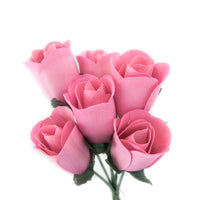Pink Half Open Roses 6-Pack - The Original Wooden Rose