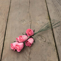 Pink Half Open Roses 6-Pack - The Original Wooden Rose