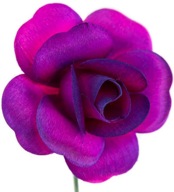 Hot Pink Purple Full Open Bud Wooden Rose