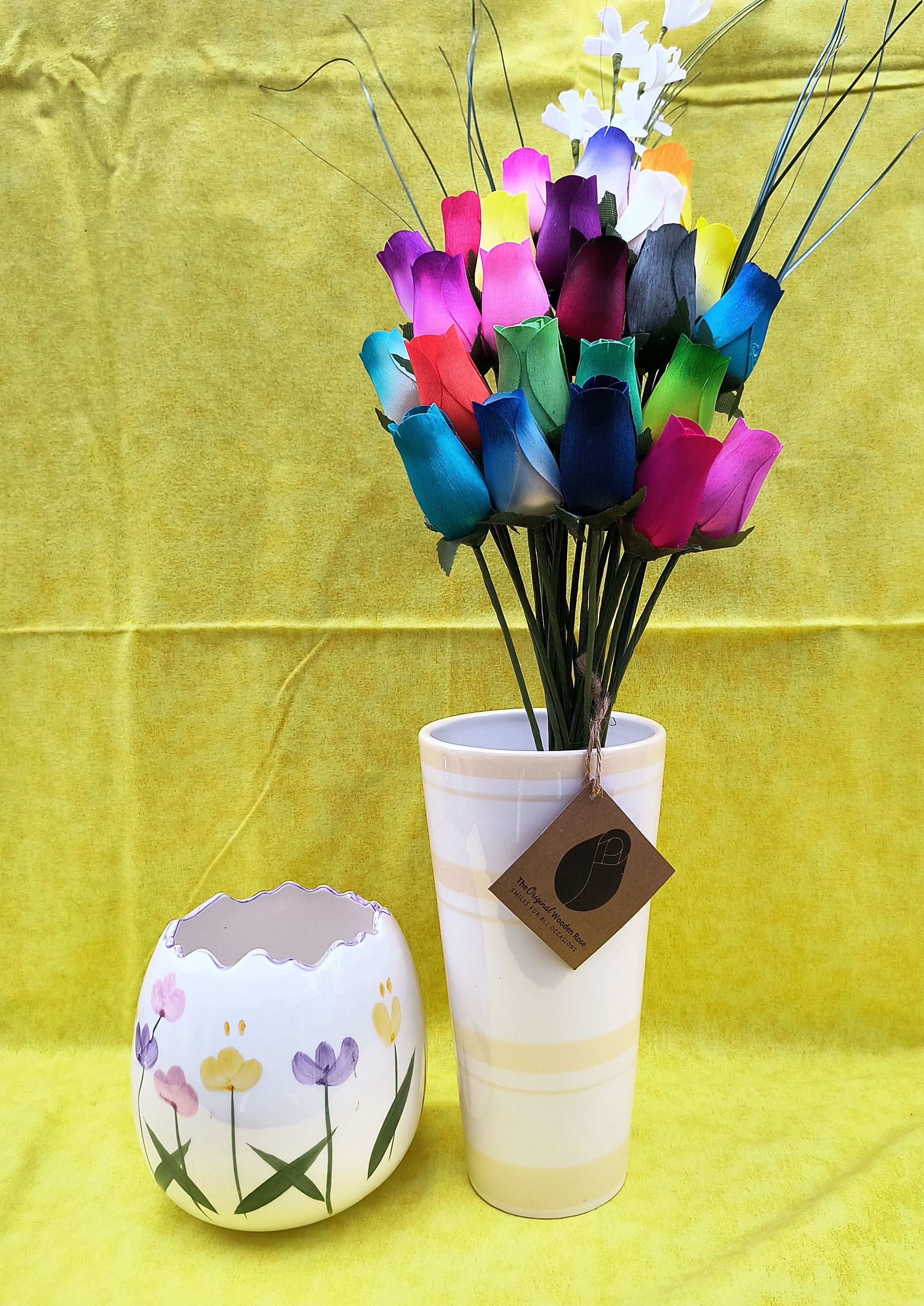 Vibrant Assorted Colors Wooden Rose Flower Bouquet The Original Wooden Rose