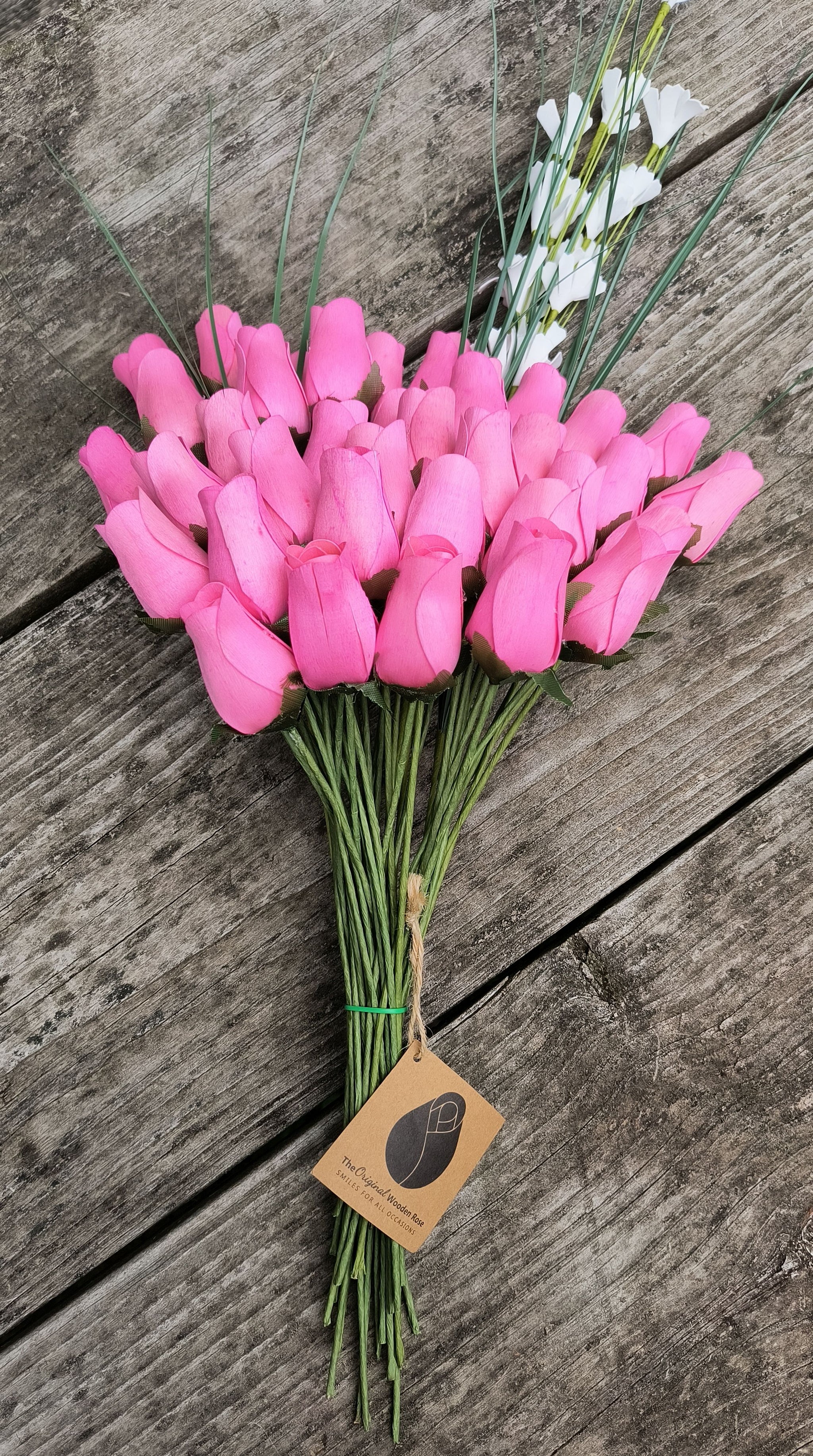 Breast Cancer Awareness All Pink Wooden Rose Bouquet – The Original ...
