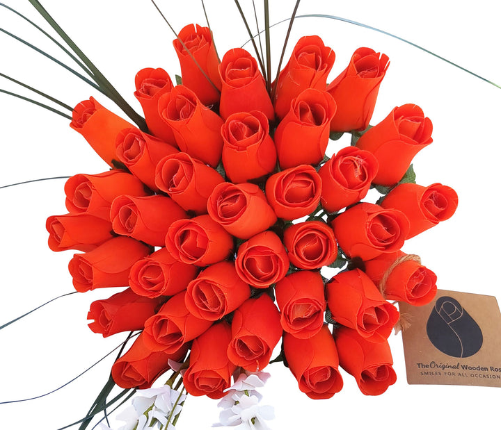 All Orange Halloween Wooden Rose alloween Bouquet - The Original Wooden Rose