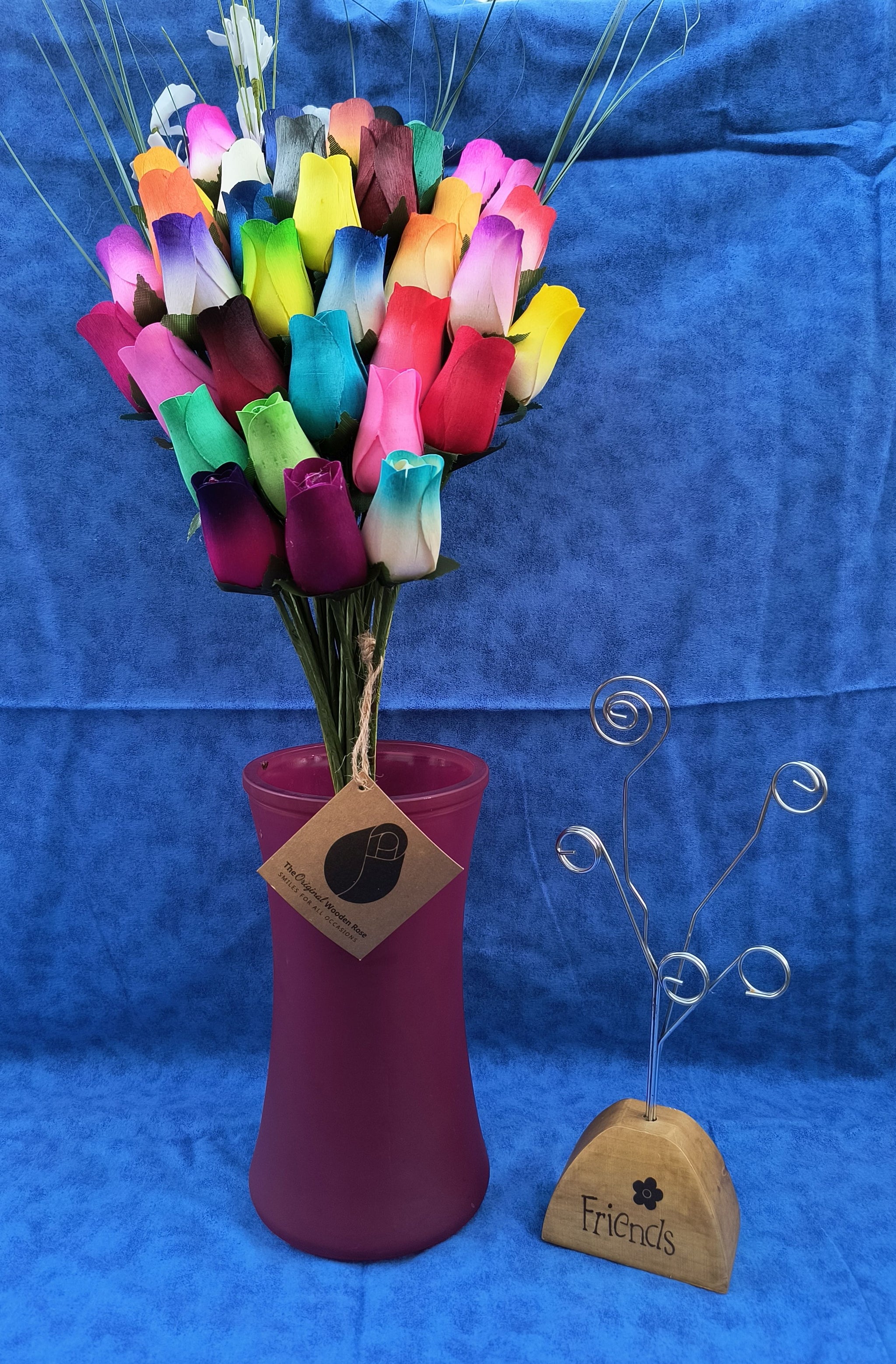 Vibrant Assorted Colors Wooden Rose Flower Bouquet The Original Wooden Rose