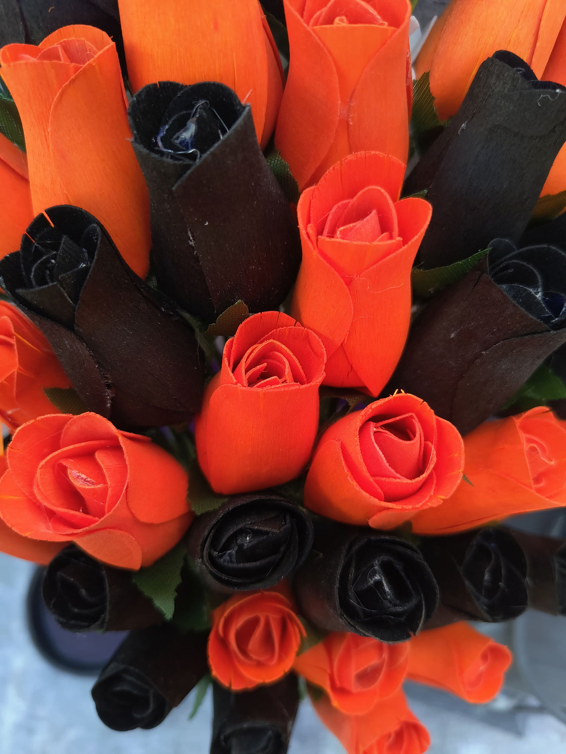 Halloween Black and Orange Flower Bouquet - The Original Wooden Rose