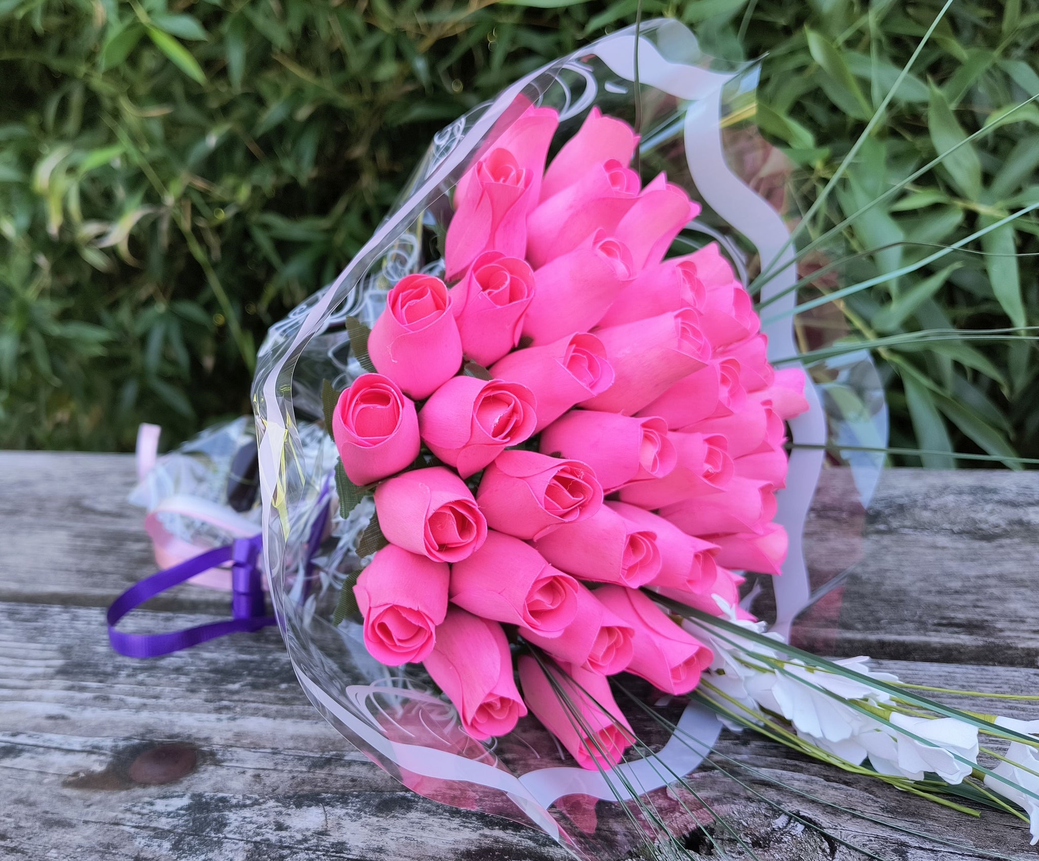 Breast Cancer Awareness Wooden Rose Bouquet – All Pink – The Original ...