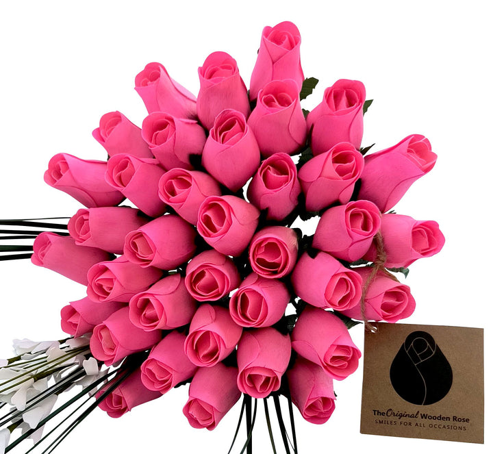Breast Cancer Awareness All Pink Wooden Rose Bouquet - The Original Wooden Rose
