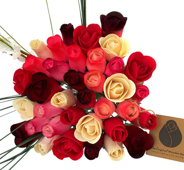 Deluxe Red Passion Wooden Rose Flower Bouquet - The Original Wooden Rose