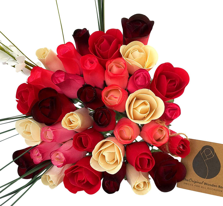 Deluxe Red Passion Wooden Rose Flower Bouquet - The Original Wooden Rose