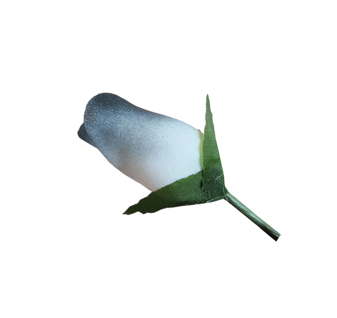 White with Black Tips Closed Bud Roses 8-Pack - The Original Wooden Rose