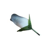 White with Black Tips Closed Bud Roses 8-Pack - The Original Wooden Rose