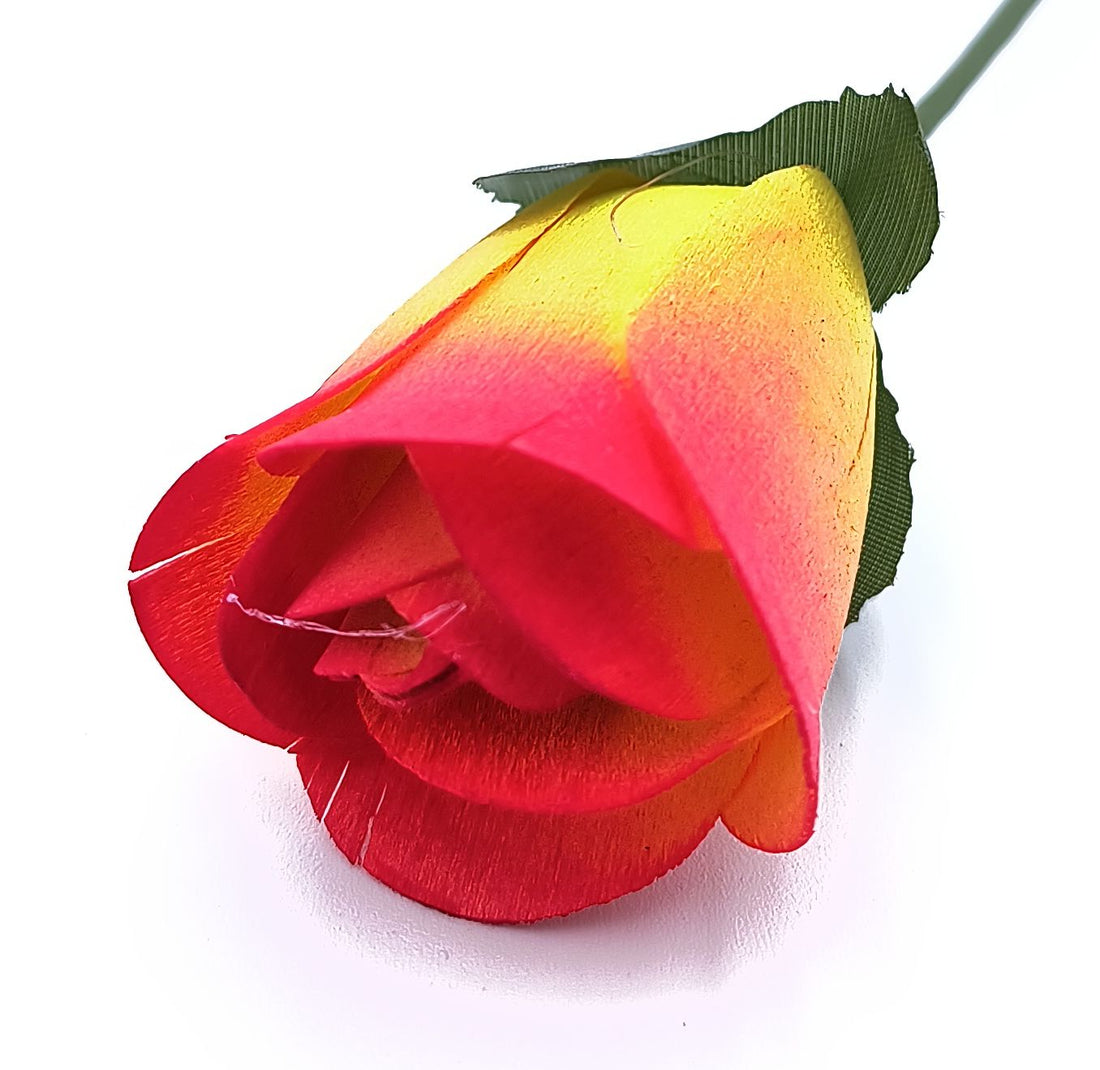 Yellow/Red Half Open Roses 6-Pack