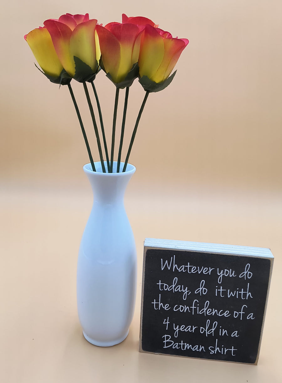Yellow/Red Half Open Roses 6-Pack