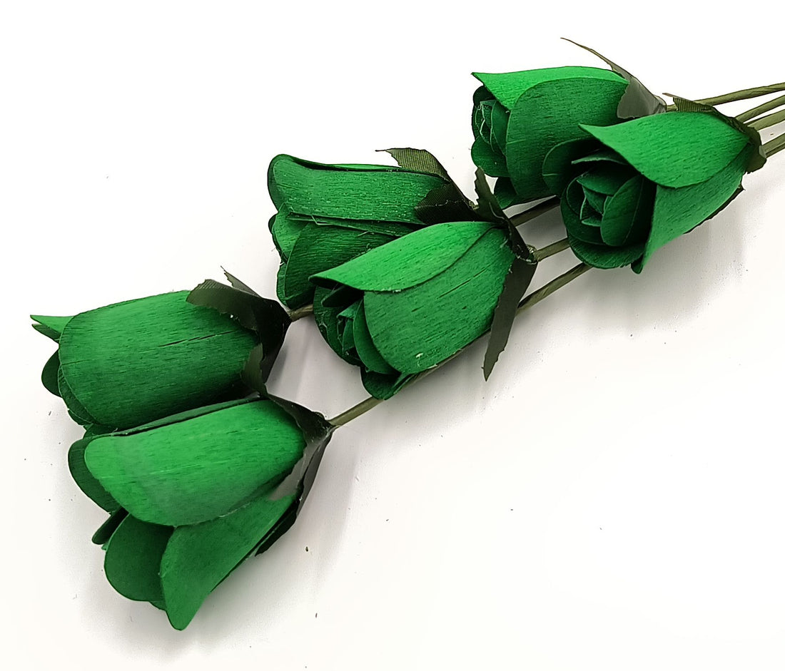 Dark Green Half Open Roses 6-Pack