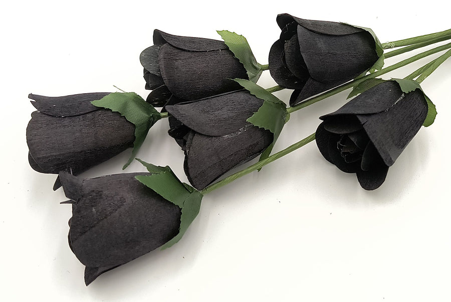 Wholesale Half Open Bud Wooden Roses FULL CASE 100 Bunches, Mix and Match Colors, Price is per Bunch