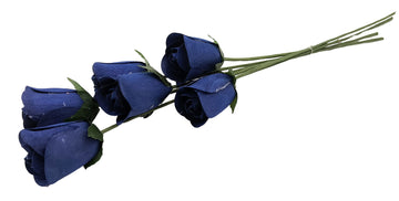 Navy Blue Half Open Roses 6-Pack
