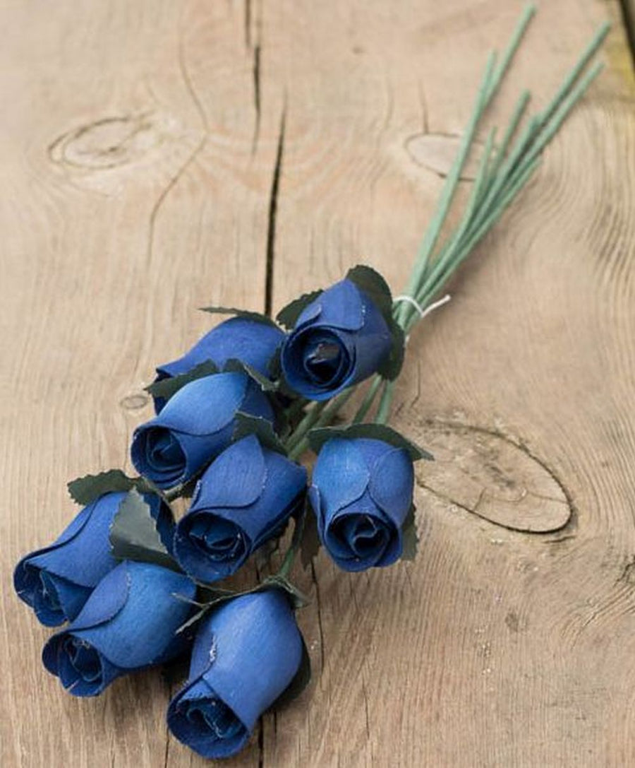 Royal Blue Closed Bud Roses 8-Pack