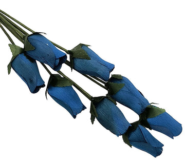 Navy Blue Closed Bud Roses 8-Pack - The Original Wooden Rose