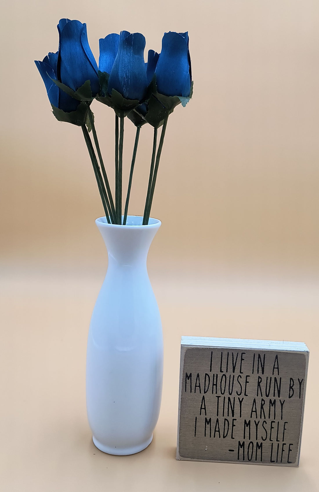 Navy Blue Closed Bud Roses 8-Pack - The Original Wooden Rose