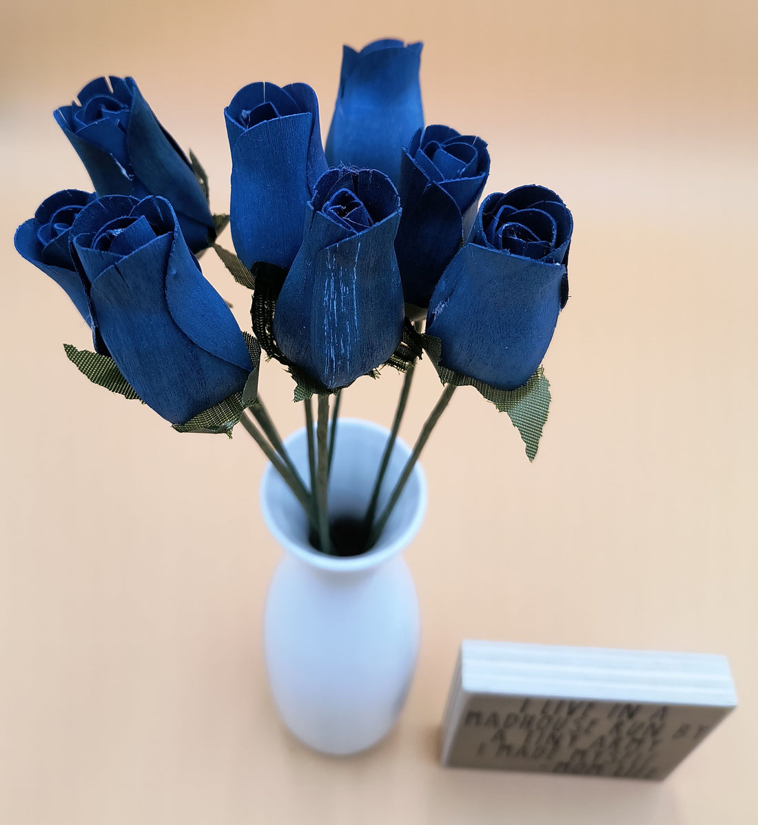Navy Blue Closed Bud Roses 8-Pack - The Original Wooden Rose