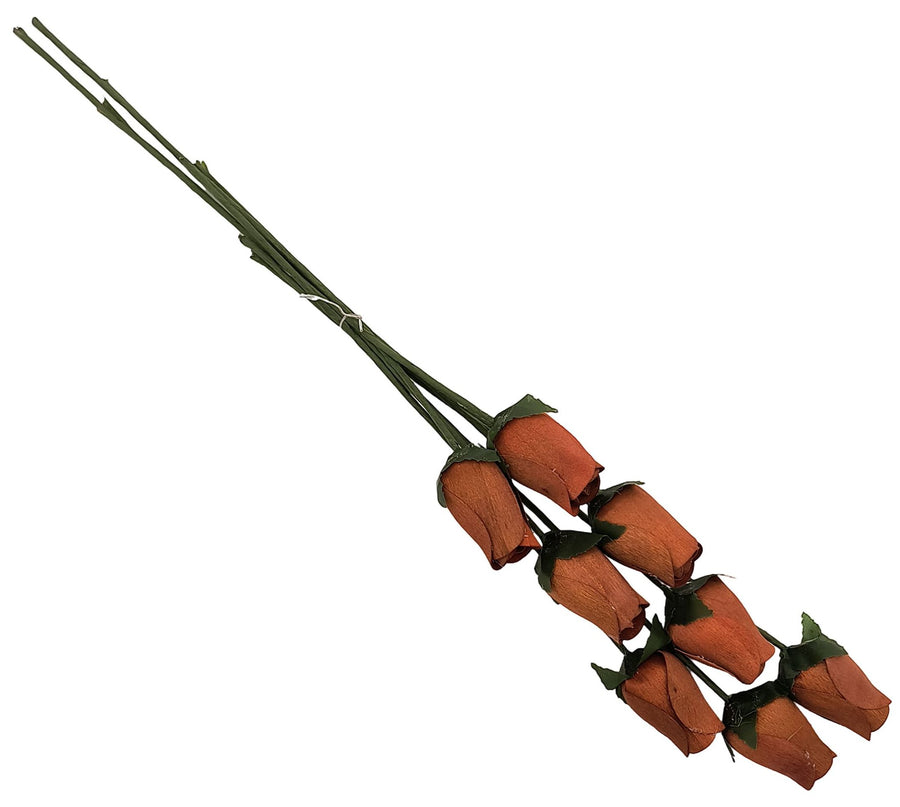 Brown Closed Bud Roses 8-Pack - The Original Wooden Rose