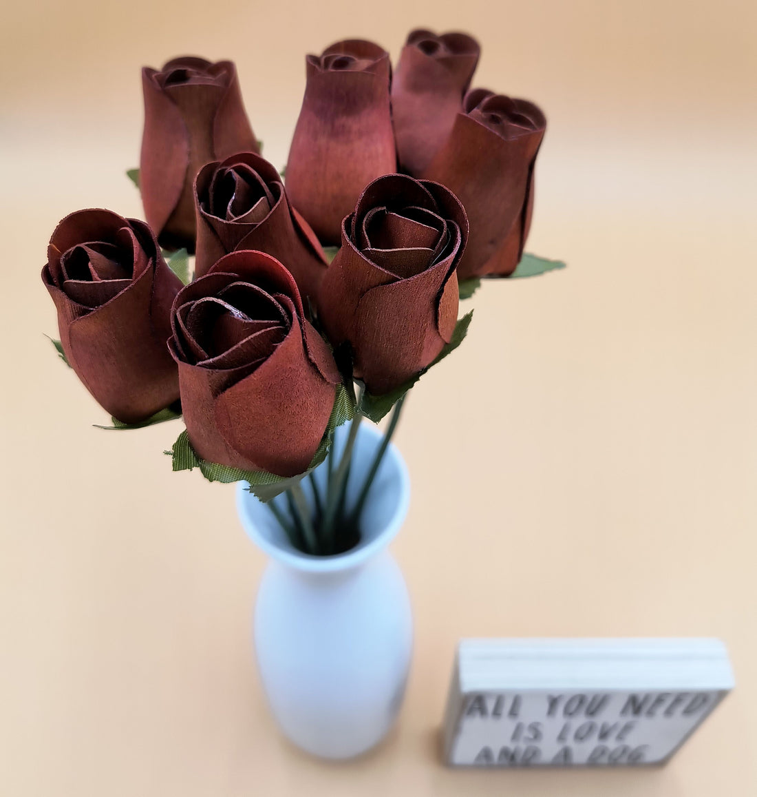 Brown Closed Bud Roses 8-Pack - The Original Wooden Rose