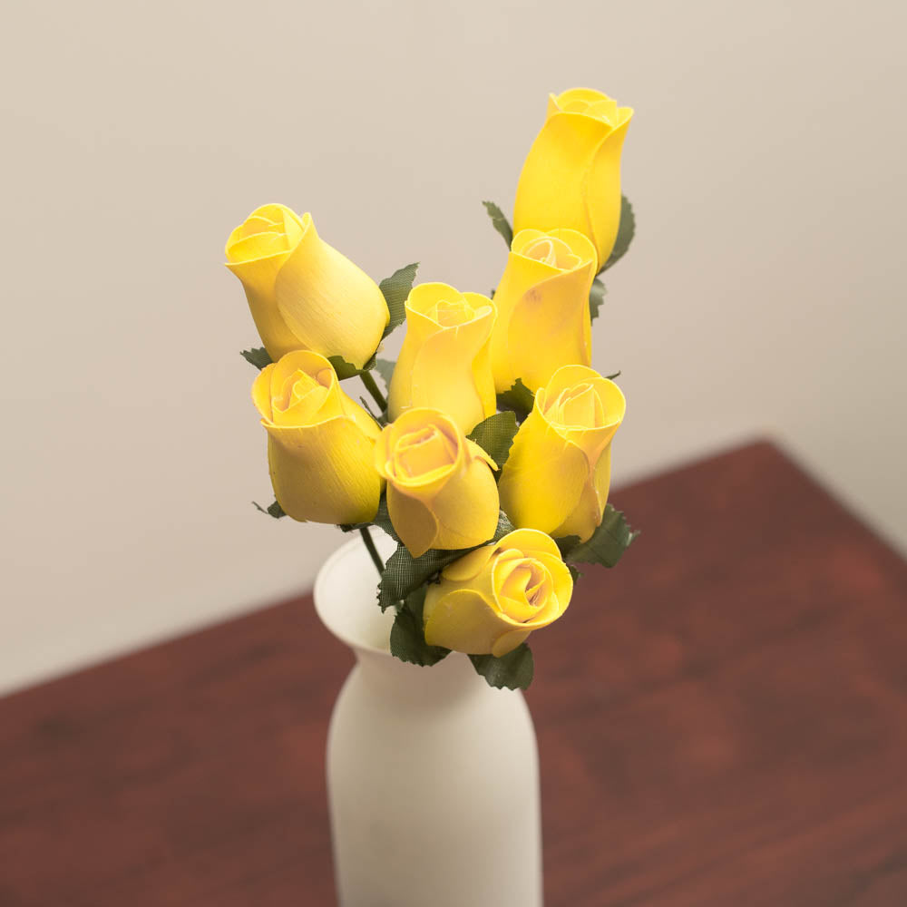 Yellow Closed Bud Roses 8-Pack - The Original Wooden Rose