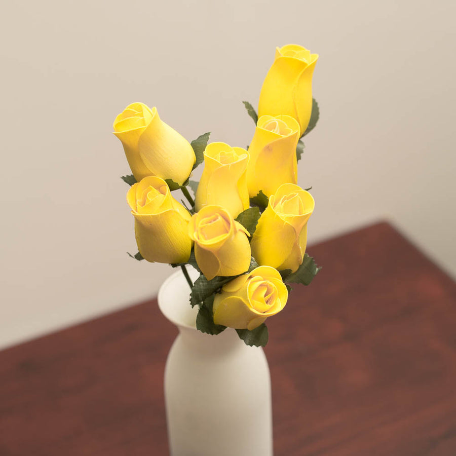Yellow Closed Bud Roses 8-Pack - The Original Wooden Rose