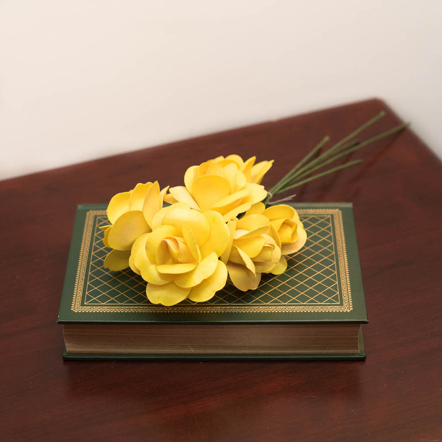 Yellow Fully Open Roses 6-Pack - The Original Wooden Rose