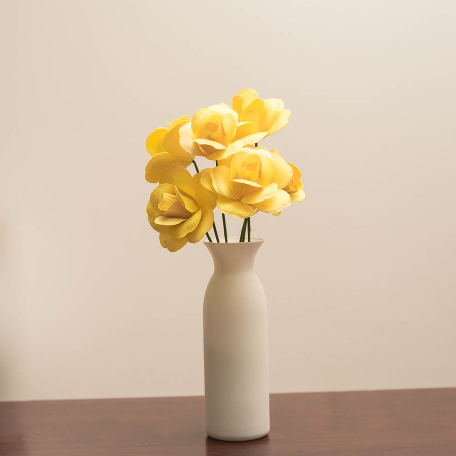 Yellow Fully Open Roses 6-Pack - The Original Wooden Rose