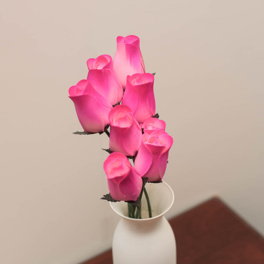 Pink/Hot Pink Closed Bud Roses 8-Pack - The Original Wooden Rose
