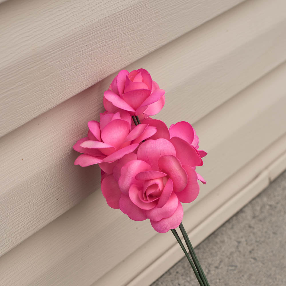 Pink/Hot Pink Fully Open Roses 6-Pack – The Original Wooden Rose