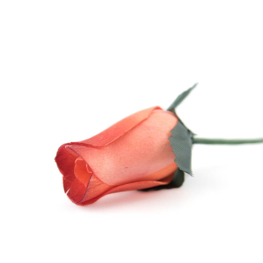 Orange/Burgundy Closed Bud Roses 8-Pack - The Original Wooden Rose