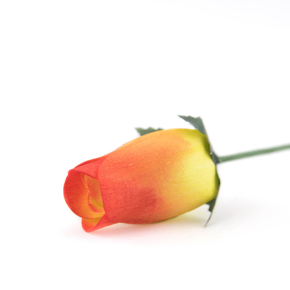 Yellow/Red Closed Bud Roses 8-Pack - The Original Wooden Rose