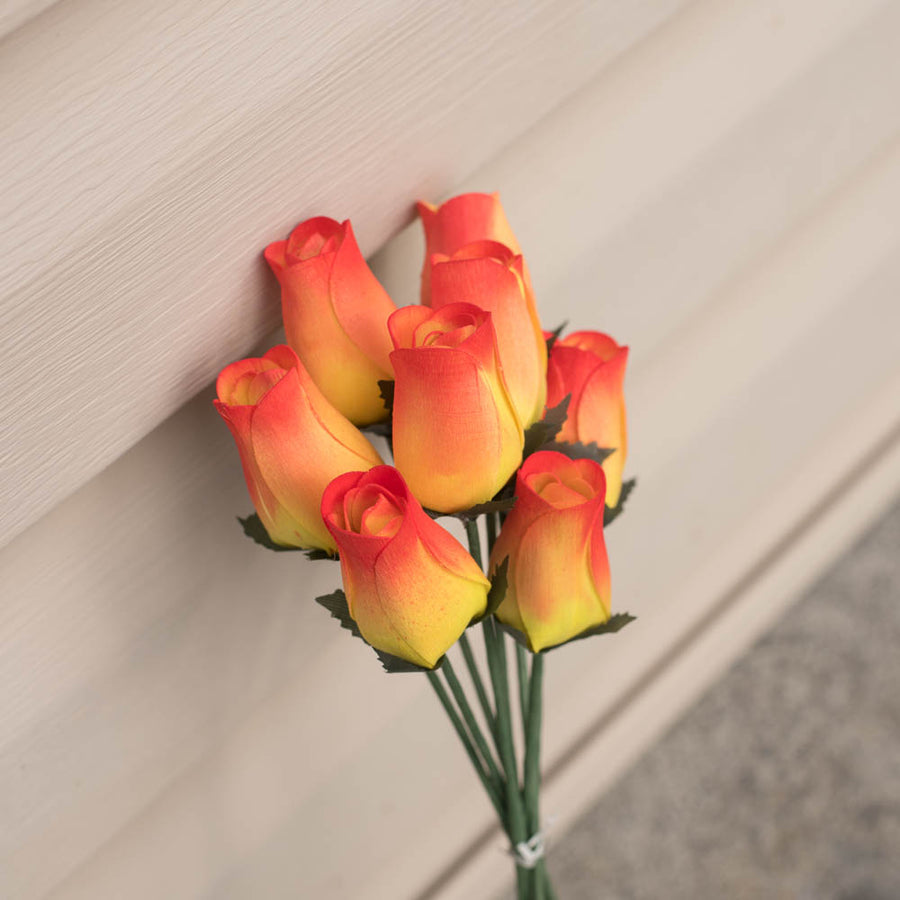 Yellow/Red Closed Bud Roses 8-Pack - The Original Wooden Rose