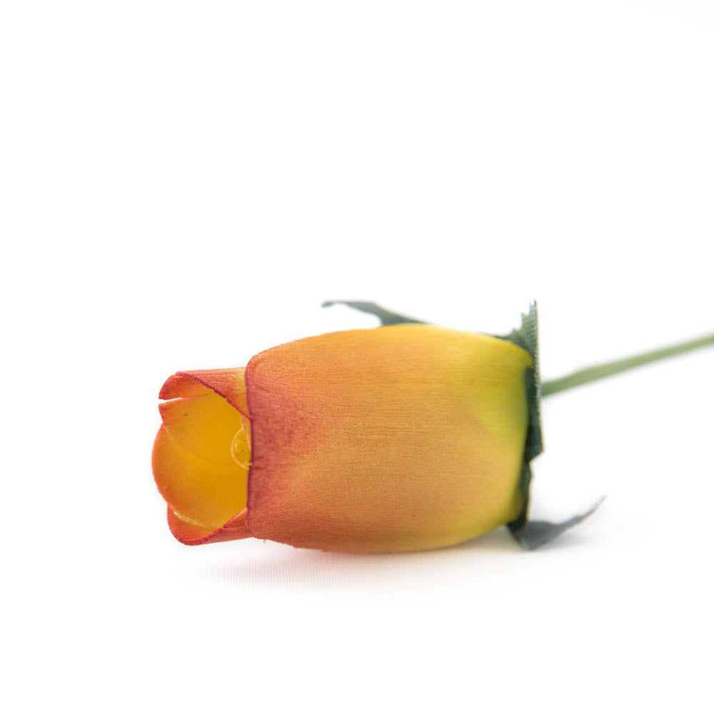 Yellow/Burgundy Closed Bud Roses 8-Pack - The Original Wooden Rose