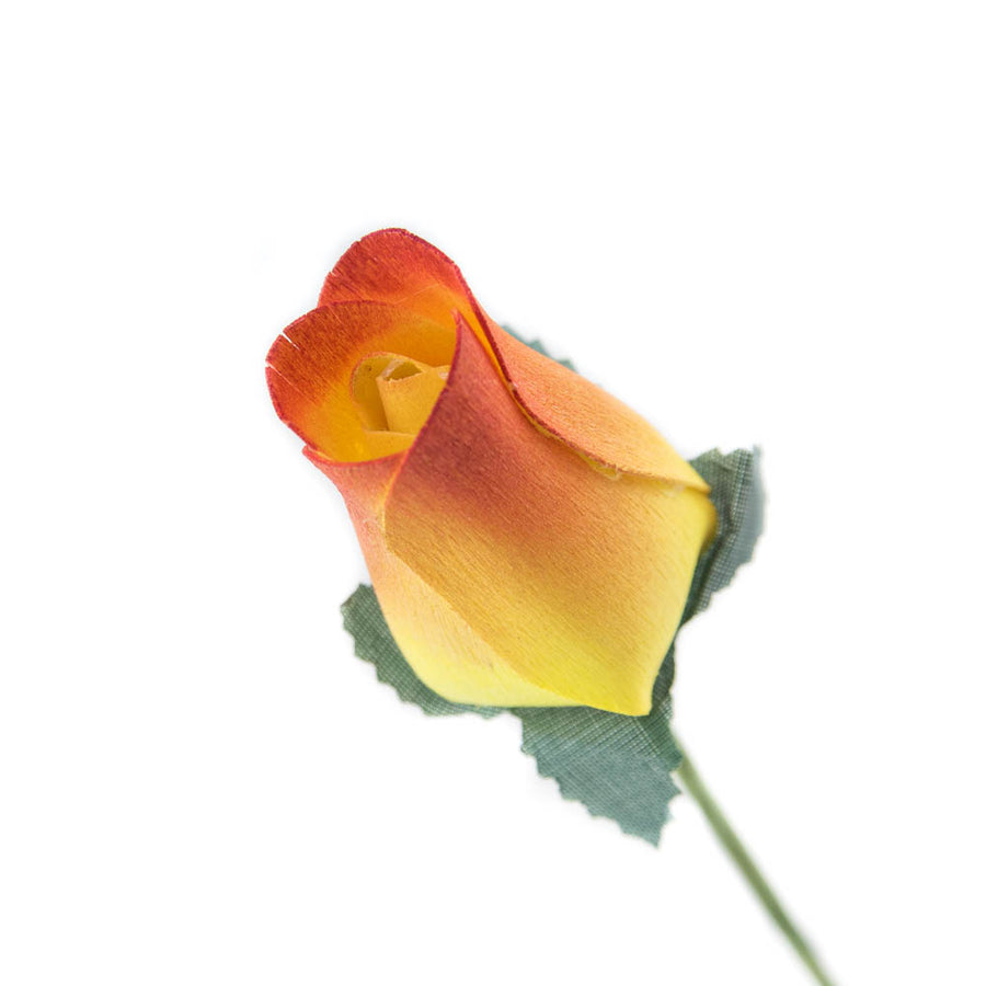 Yellow/Burgundy Closed Bud Roses 8-Pack - The Original Wooden Rose