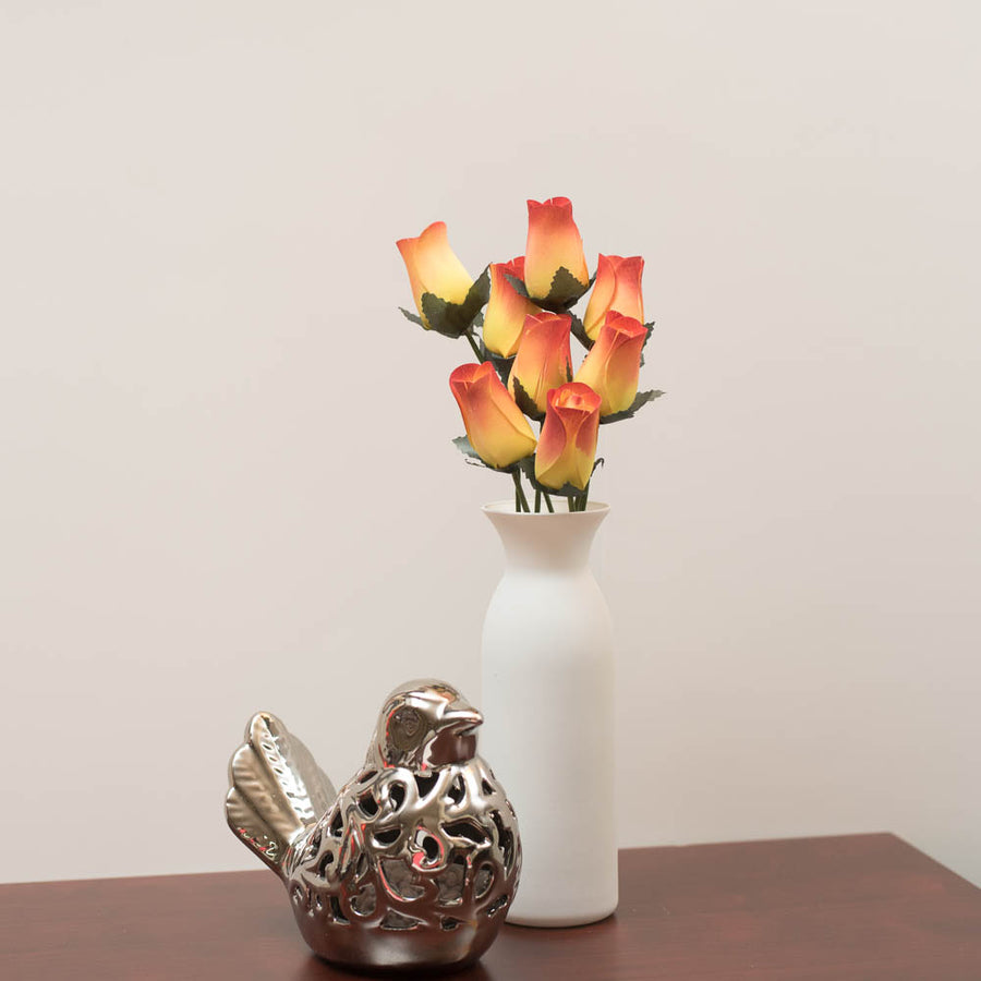 Yellow/Burgundy Closed Bud Roses 8-Pack - The Original Wooden Rose