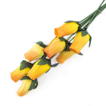 Yellow/Orange Closed Bud Roses 8-Pack - The Original Wooden Rose