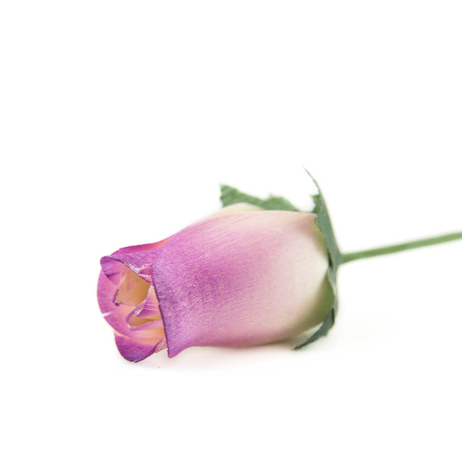 White/Burgundy (Raspberry) Closed Bud Roses 8-Pack - The Original Wooden Rose