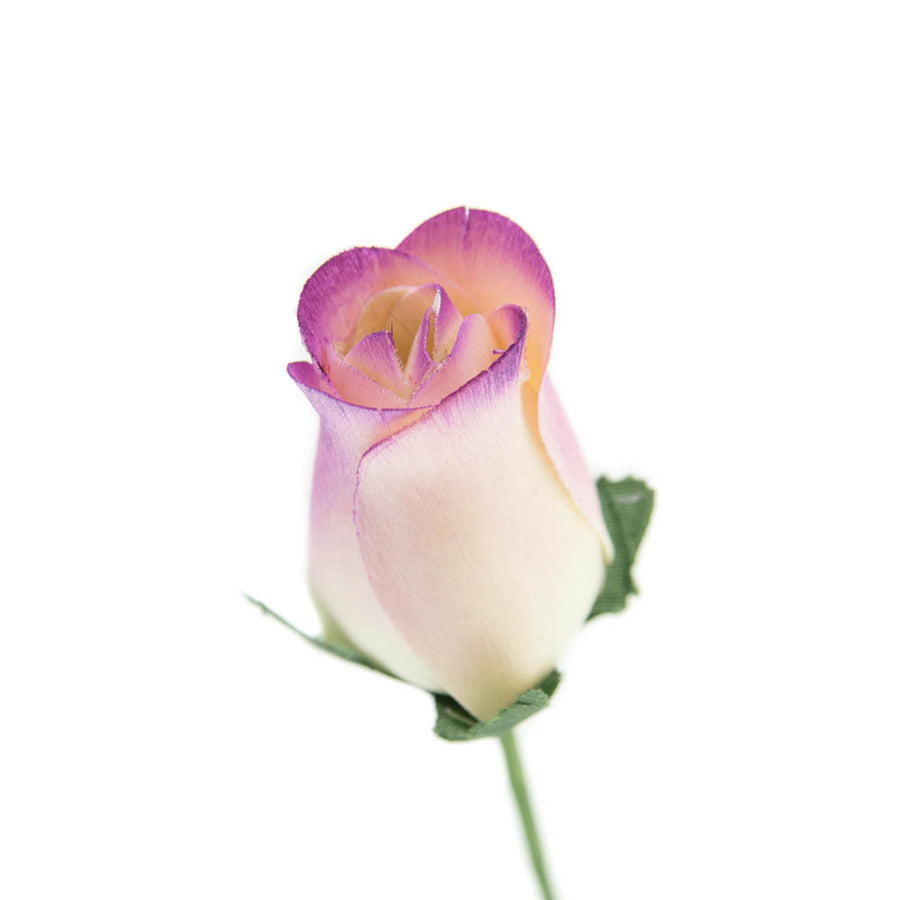 White/Burgundy (Raspberry) Closed Bud Roses 8-Pack - The Original Wooden Rose