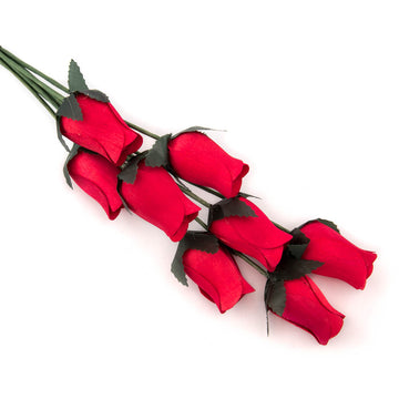 Red Closed Bud Roses 8-Pack - The Original Wooden Rose