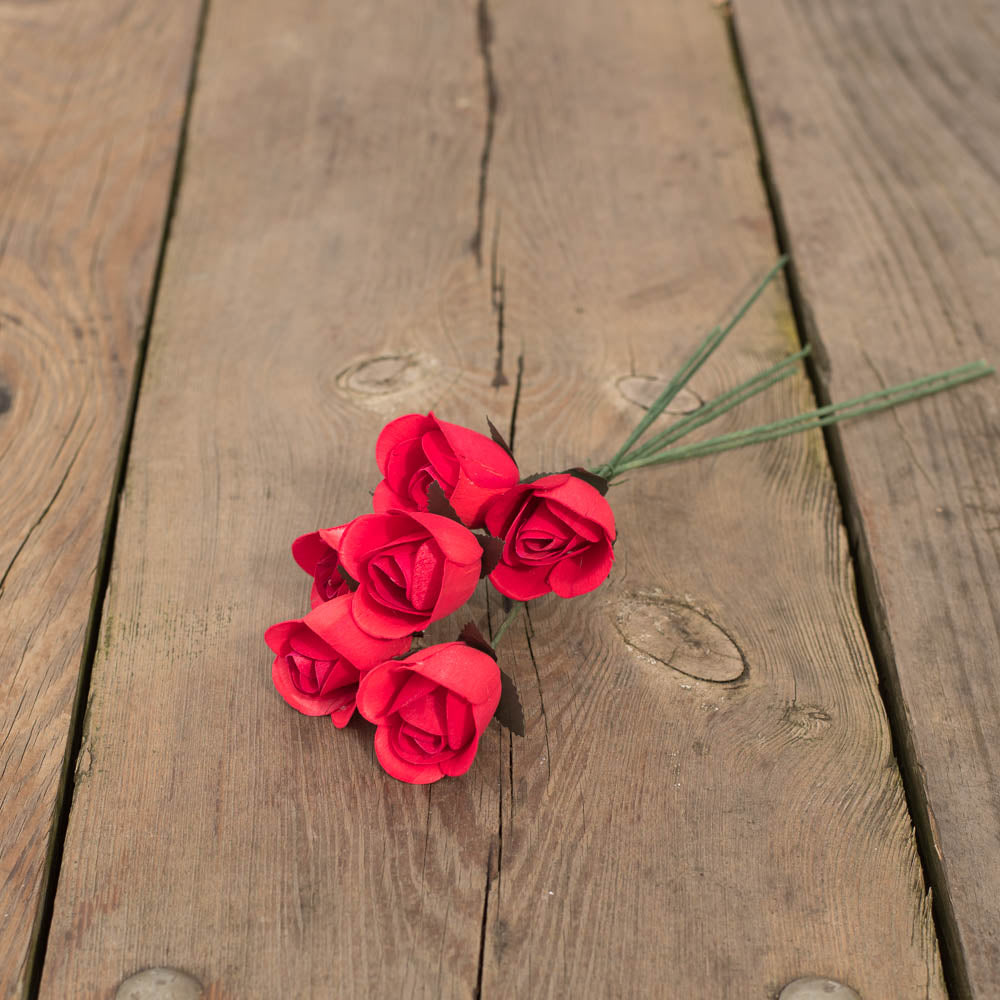 Red Roses Not Open Red Half Open Roses 6-Pack – The Original Wooden Rose