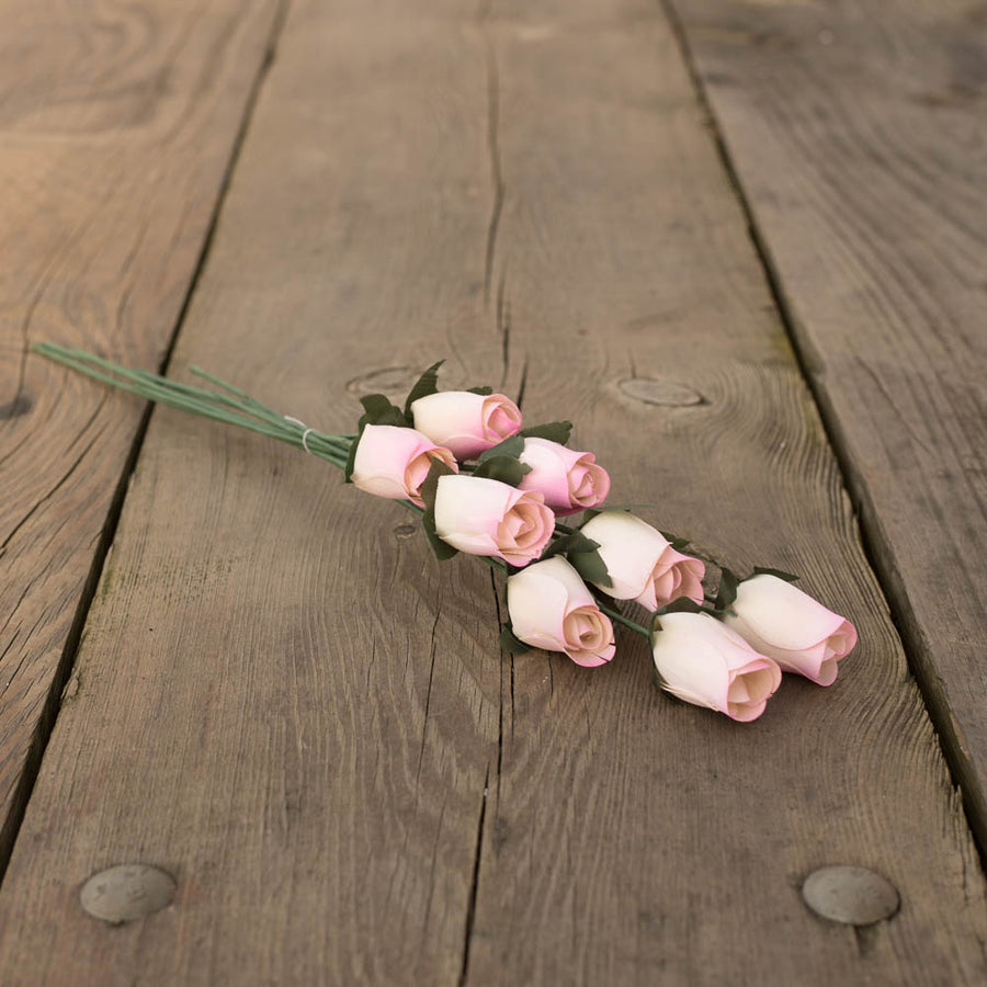 White/Lavender Closed Bud Roses 8-Pack - The Original Wooden Rose