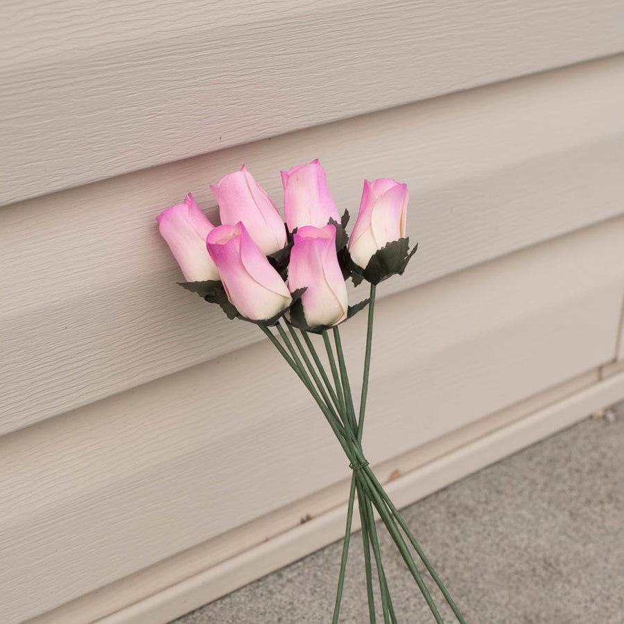 White/Violet Closed Bud Roses 8-Pack - The Original Wooden Rose