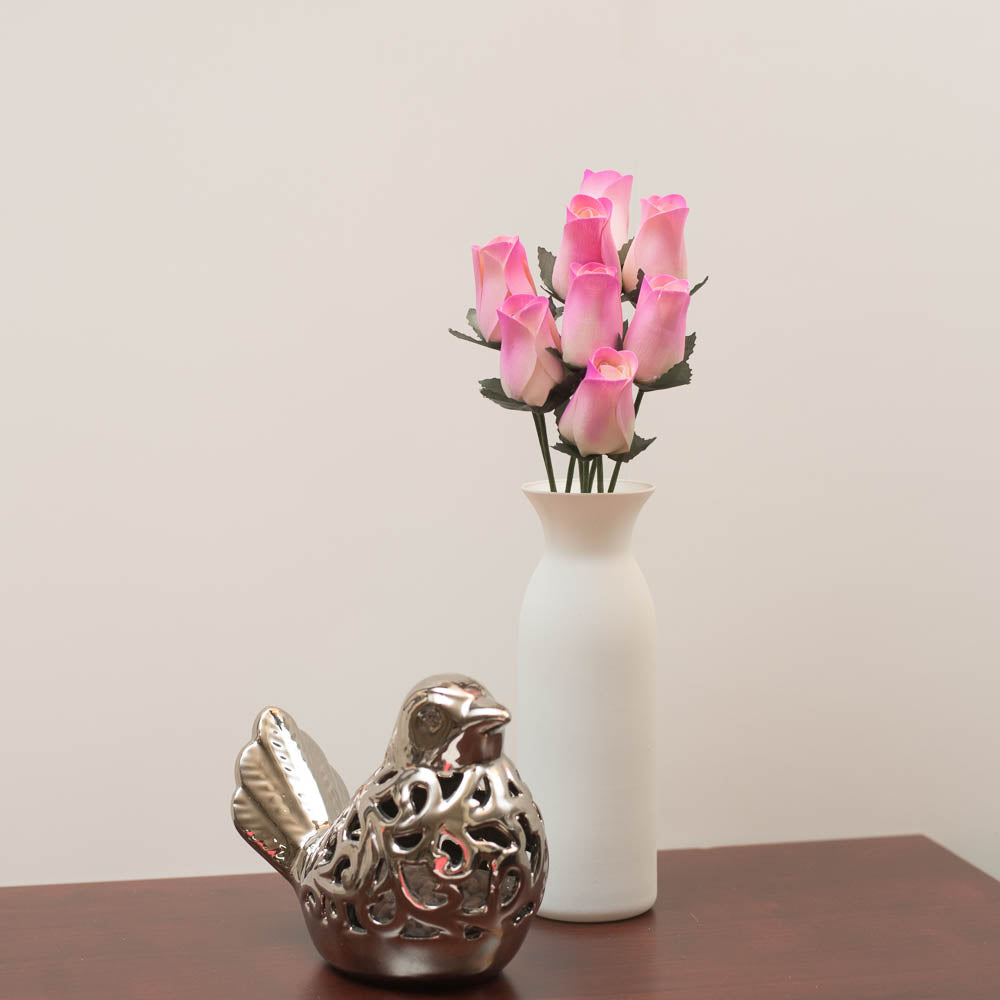 White/Violet Closed Bud Roses 8-Pack - The Original Wooden Rose