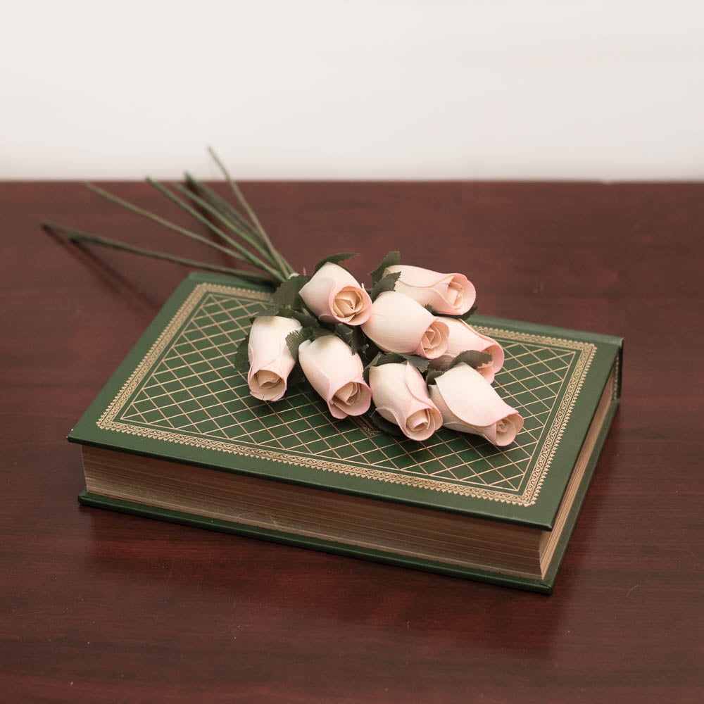 White/Pink Closed Bud Roses 8-Pack - The Original Wooden Rose