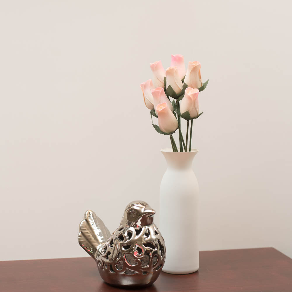 White/Pink Closed Bud Roses 8-Pack - The Original Wooden Rose