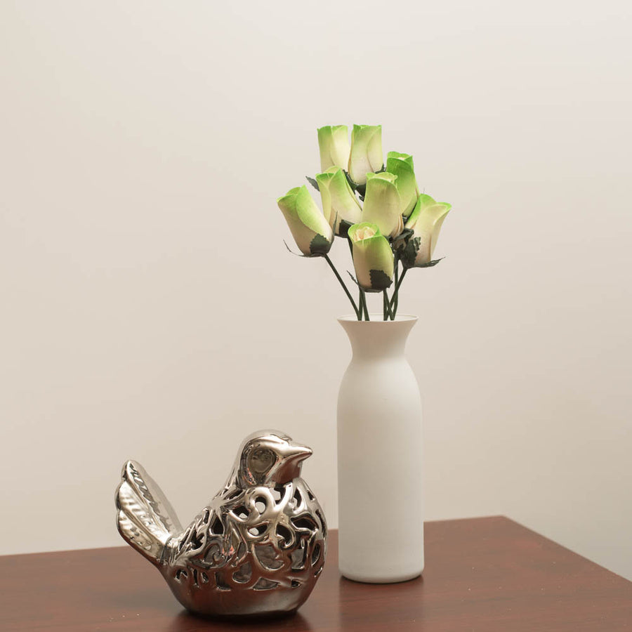 Green/White Closed Bud Roses 8-Pack - The Original Wooden Rose
